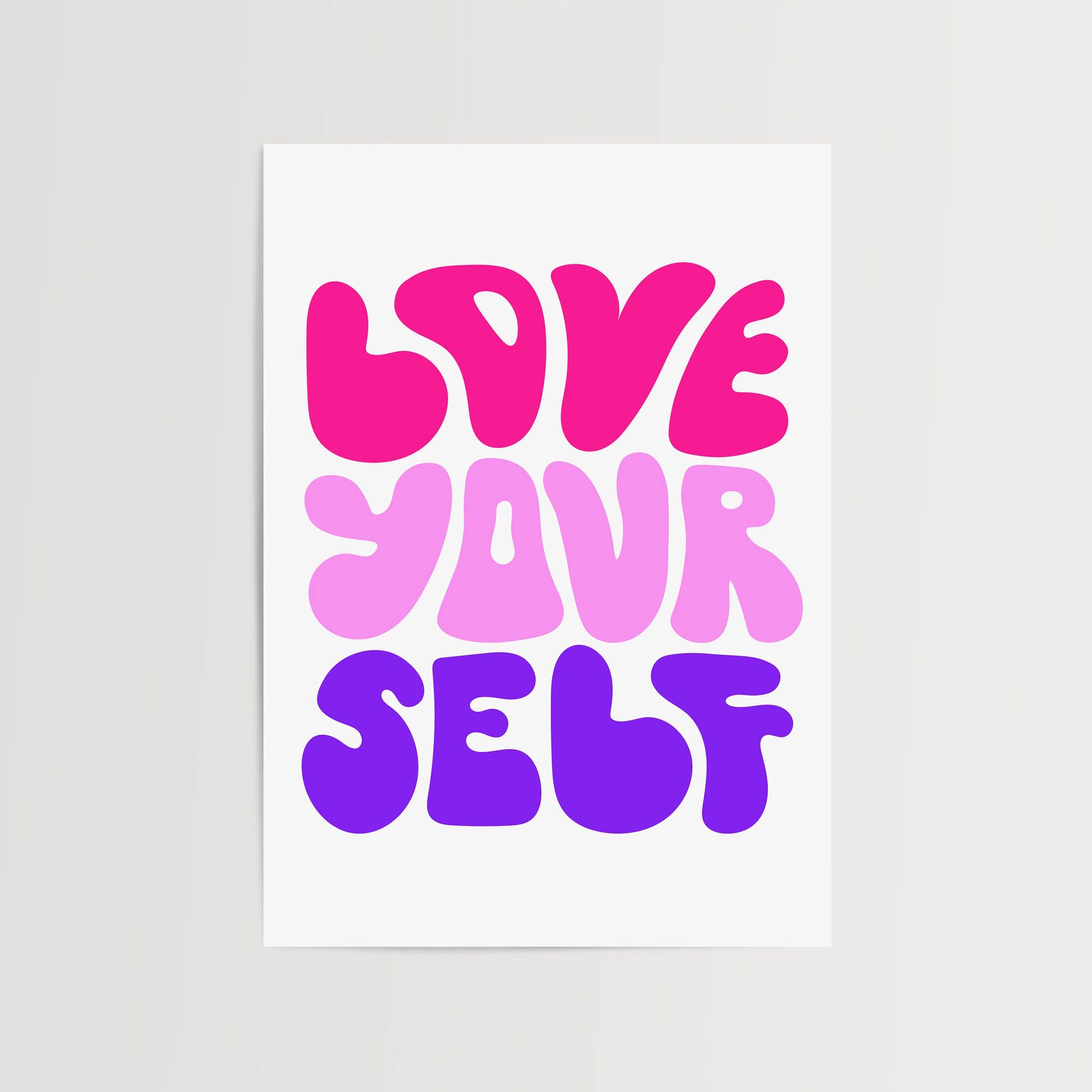 Love Yourself art print with bold bubble typography